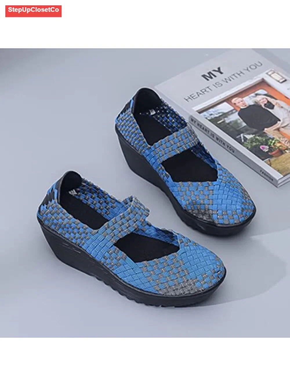 Handwoven Platform Wedge Sandals Mary Jane Comfort Walking Shoes